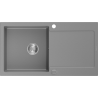 Mexen Leo évier en granit 1 bac avec égouttoir 900 x 500 mm, gris, siphon chrome - 6501901010-71