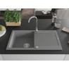 Mexen Leo évier de cuisine en granit 1 bac avec égouttoir 900 x 500 mm, gris, siphon chromé - 6501901010-71