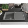 Mexen Leo évier en granit 1 bac avec égouttoir 900 x 500 mm, gris, siphon chrome - 6501901010-71