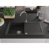 Mexen Leo évier en granit 1 bac avec égouttoir 900 x 500 mm, noir/or métallisé, siphon chromé - 6501901010-75