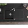 Mexen Leo évier en granit 1 bac avec égouttoir 900 x 500 mm, noir/or métallisé, siphon chromé - 6501901010-75
