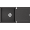 Mexen Leo évier en granit 1 bac avec égouttoir 900 x 500 mm, noir moucheté, siphon chromé - 6501901010-76