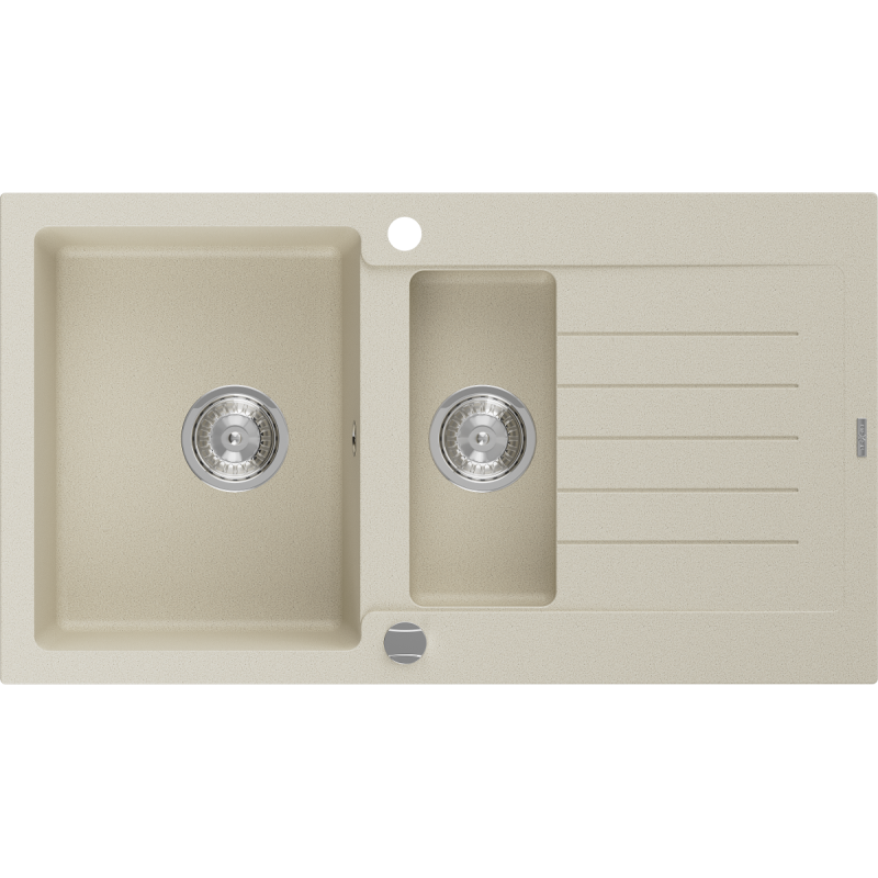 Mexen Matias évier en granit à 1,5 cuve avec un égouttoir court 900 x 505 mm, Beige - 6502901505-69
