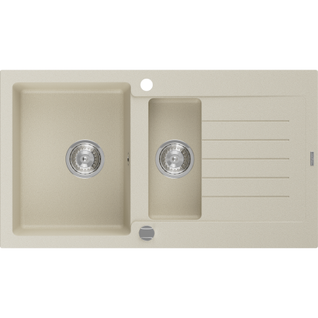 Mexen Matias évier en granit à 1,5 cuve avec un égouttoir court 900 x 505 mm, Beige - 6502901505-69