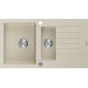 Mexen Matias évier en granit 1,5 bac avec égouttoir 900 x 505 mm, beige, siphon chromé - 6502901505-69