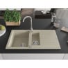 Mexen Matias évier en granit 1,5 bac avec égouttoir 900 x 505 mm, beige, siphon chromé - 6502901505-69