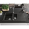 Mexen Matias évier en granit 1,5 bac avec égouttoir 900 x 505 mm, noir/or métallisé, siphon chromé - 6502901505-75