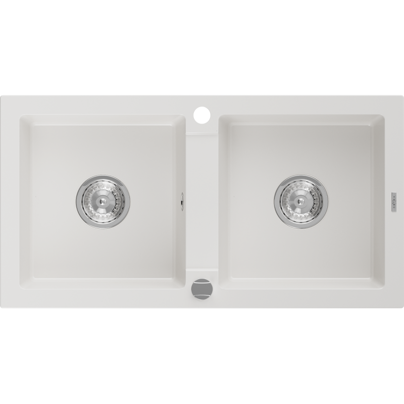 Mexen Mario évier en granit à 2 cuves 820 x 436 mm, Blanc - 6504822000-20