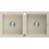 Mexen Mario évier en granit à 2 bacs 820 x 436 mm, beige, siphon chromé - 6504822000-69