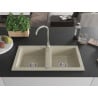 Mexen Mario évier en granit à 2 bacs 820 x 436 mm, beige, siphon chromé - 6504822000-69