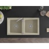 Mexen Mario évier en granit à 2 bacs 820 x 436 mm, beige, siphon chromé - 6504822000-69