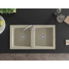 Mexen Mario évier en granit à double bac 820 x 436 mm, beige, siphon chromé - 6504822000-69