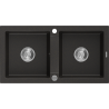 Mexen Mario évier en granit 2 bacs 820 x 436 mm, noir/or métallisé, siphon chromé - 6504822000-75