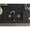 Mexen Mario évier en granit à 2 cuves 820 x 436 mm, noir/métallique doré, siphon chromé - 6504822000-75