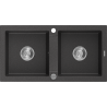 Mexen Mario évier en granit à 2 cuves 820 x 436 mm, Noir moucheté - 6504822000-76