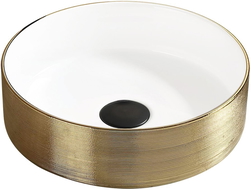 Mexen Clarisa lavabo de comptoir 36 x 36 cm, Blanc/Or - 22073655