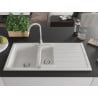 Mexen Andres évier en granit 1,5 bac avec égouttoir 1000 x 500 mm, blanc, siphon chromé - 6515101510-20