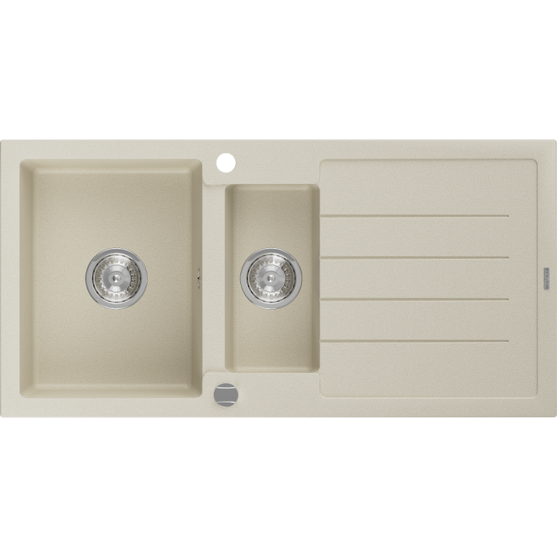 Mexen Andres évier en granit 1,5 bac avec égouttoir 1000 x 500 mm, beige, siphon chromé - 6515101510-69