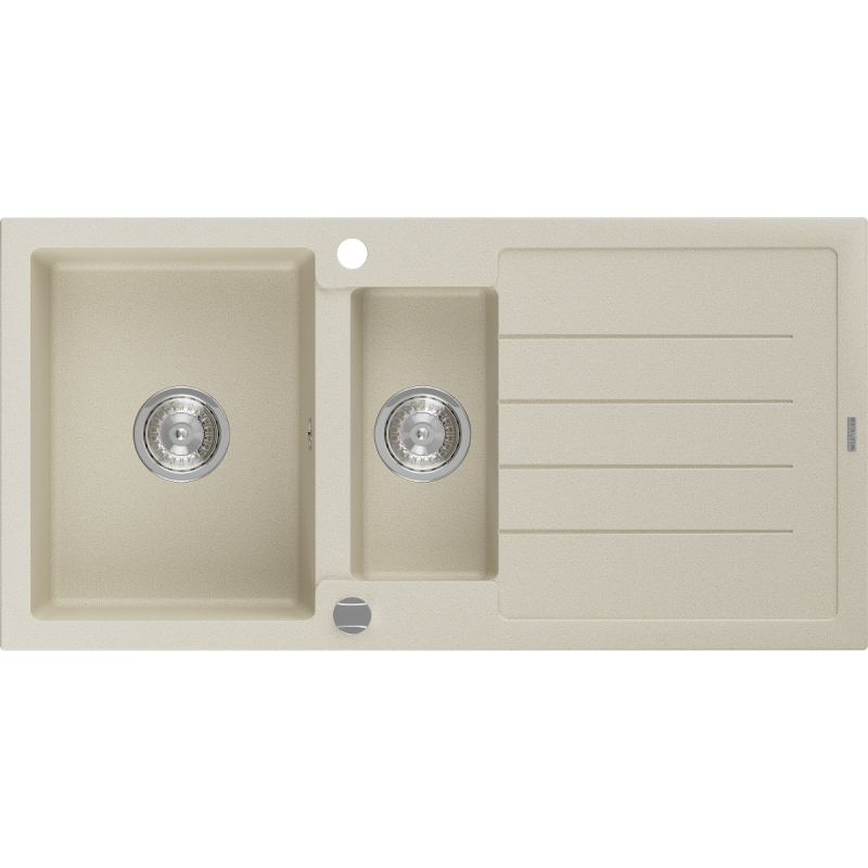 Mexen Andres évier en granit à 1,5 cuvette avec égouttoir 1000 x 500 mm, Beige - 6515101510-69