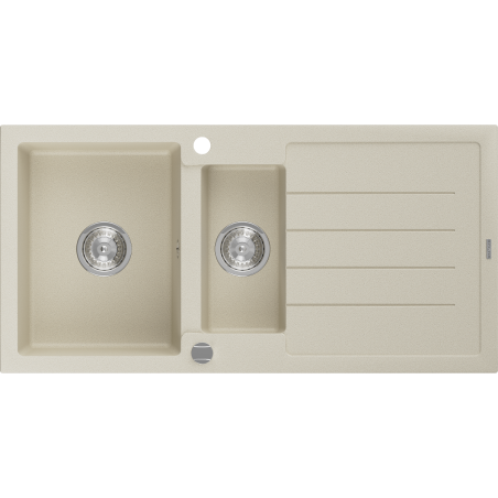 Mexen Andres évier en granit 1,5 bac avec égouttoir 1000 x 500 mm, beige, siphon chromé - 6515101510-69