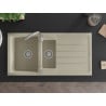 Mexen Andres évier en granit 1,5 bac avec égouttoir 1000 x 500 mm, beige, siphon chromé - 6515101510-69