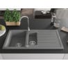 Mexen Andres évier en granit 1,5 bac avec égouttoir 1000 x 500 mm, gris, siphon chromé - 6515101510-71