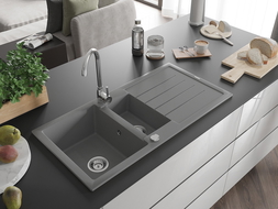 Mexen Andres évier en granit à 1,5 cuvette avec égouttoir 1000 x 500 mm, Gris - 6515101510-71