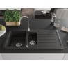 Mexen Andres évier en granit 1,5 bac avec égouttoir 1000 x 500 mm, noir/métallique doré, siphon chromé - 6515101510-75