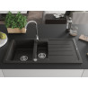 Mexen Andres évier en granit à 1,5 bac avec égouttoir 1000 x 500 mm, noir/doré métallique, siphon chromé - 6515101510-75