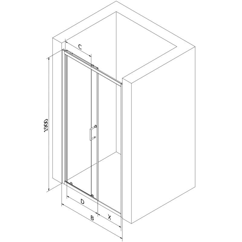 Mexen Apia porte de douche coulissante 110 cm, transparente, noire - 845-110-000-70-00