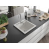 Mexen Vito évier en granit 1 bac 520 x 490 mm, blanc, siphon chromé - 6503521000-20