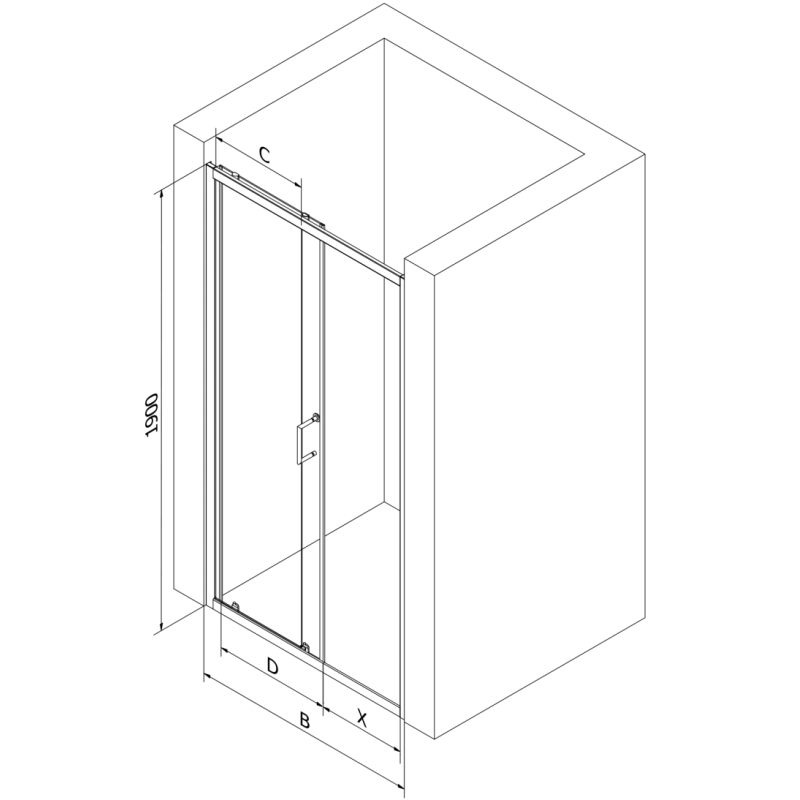 Mexen Apia portes de douche coulissantes 140 cm, transparentes, chrome - 845-140-000-01-00