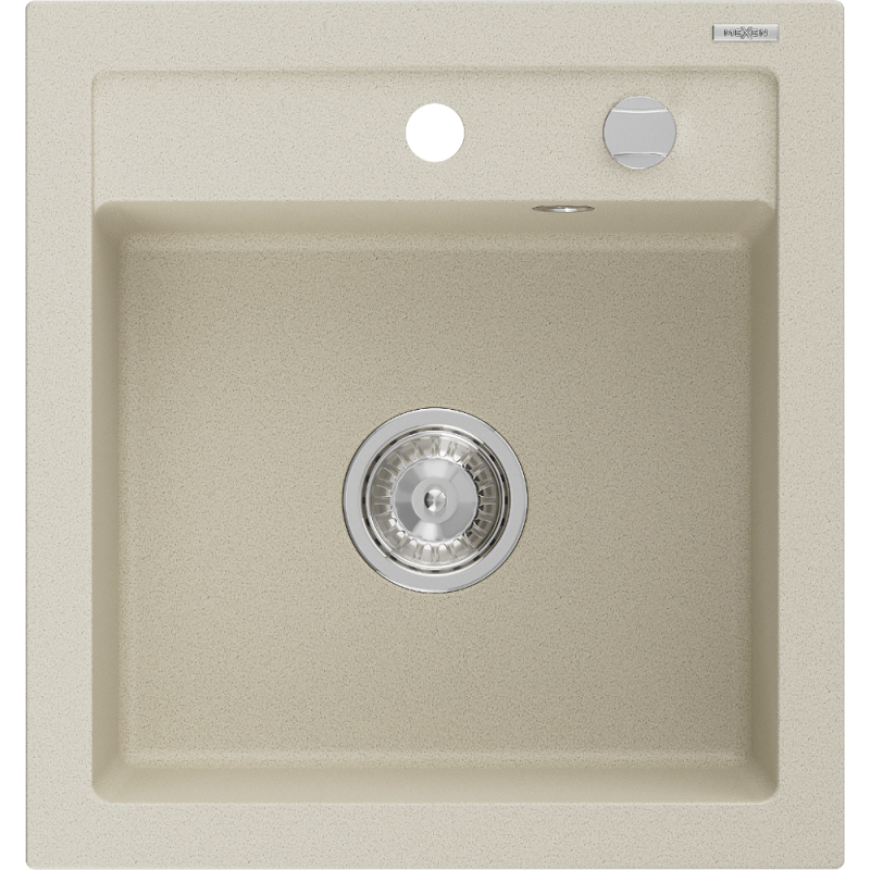Mexen Vito évier de cuisine en granit 1 bac 520 x 490 mm, beige, siphon chromé - 6503521000-69