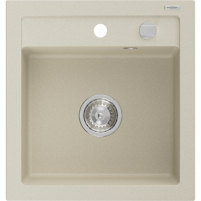 Mexen Vito évier en granit 1 bac 520 x 490 mm, beige, siphon chromé - 6503521000-69