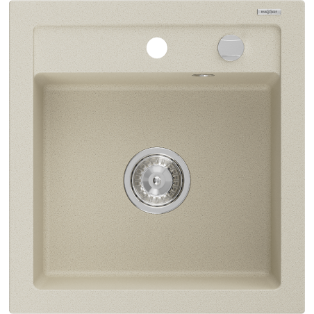 Mexen Vito évier de cuisine en granit 1 bac 520 x 490 mm, beige, siphon chromé - 6503521000-69