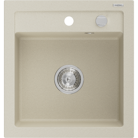 Mexen Vito évier en granit 1 bac 520 x 490 mm, beige, siphon chromé - 6503521000-69
