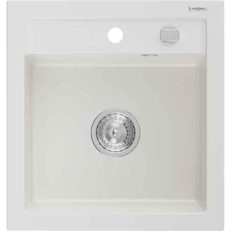 Mexen Vito évier en granit 1 bac 520 x 490 mm, blanc, siphon chromé - 6503521000-20