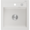 Mexen Vito évier de cuisine en granit 1 bac 520 x 490 mm, blanc, siphon chromé - 6503521000-20