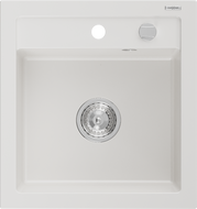 Mexen Vito évier de cuisine en granit 1 bac 520 x 490 mm, blanc, siphon chromé - 6503521000-20