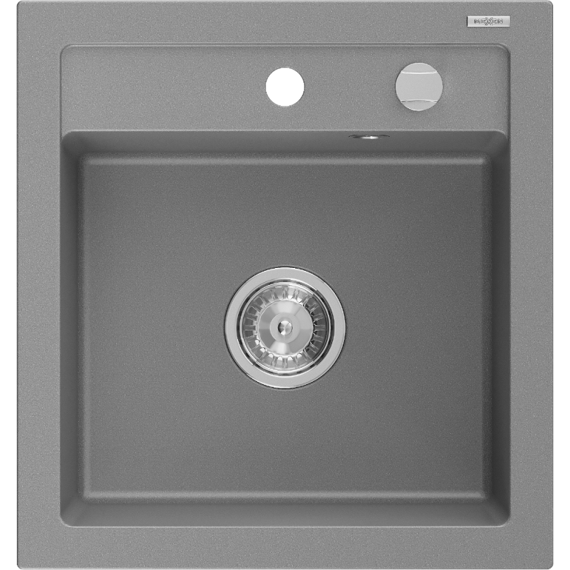 Mexen Vito évier en granit à 1 bac 520 x 490 mm, gris, siphon chromé - 6503521000-71