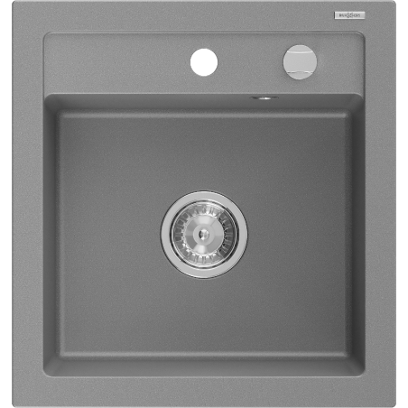 Mexen Vito évier en granit 1-bac 520 x 490 mm, gris, siphon chromé - 6503521000-71