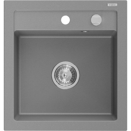 Mexen Vito évier en granit à 1 bac 520 x 490 mm, gris, siphon chromé - 6503521000-71