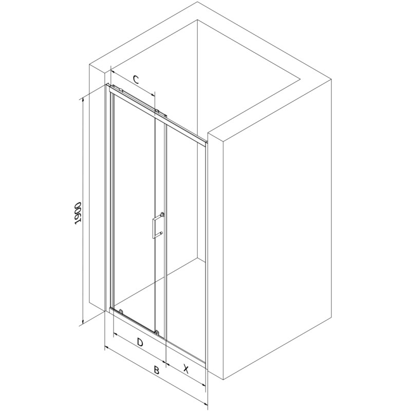 Mexen Apia portes de douche coulissantes 90 cm, rayures, chrome - 845-090-000-01-20