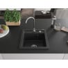 Mexen Vito évier en granit 1 bac 520 x 490 mm, noir/métallisé argent, siphon chromé - 6503521000-73