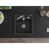 Mexen Vito évier en granit 1 bac 520 x 490 mm, noir/métallisé argent, siphon chromé - 6503521000-73
