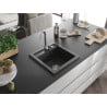 Mexen Vito évier en granit 1 bac 520 x 490 mm, noir moucheté, siphon chromé - 6503521000-76