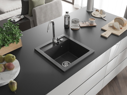 Mexen Vito évier en granit à 1 cuve 520 x 490 mm, Noir moucheté - 6503521000-76