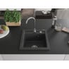 Mexen Vito évier en granit 1 bac 520 x 490 mm, noir moucheté, siphon chromé - 6503521000-76