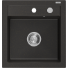 Mexen Vito évier en granit 1 bac 520 x 490 mm, noir/doré métallique, siphon chromé - 6503521000-75