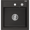 Mexen Vito évier en granit 1 bac 520 x 490 mm, noir/or métallisé, siphon chromé - 6503521000-75